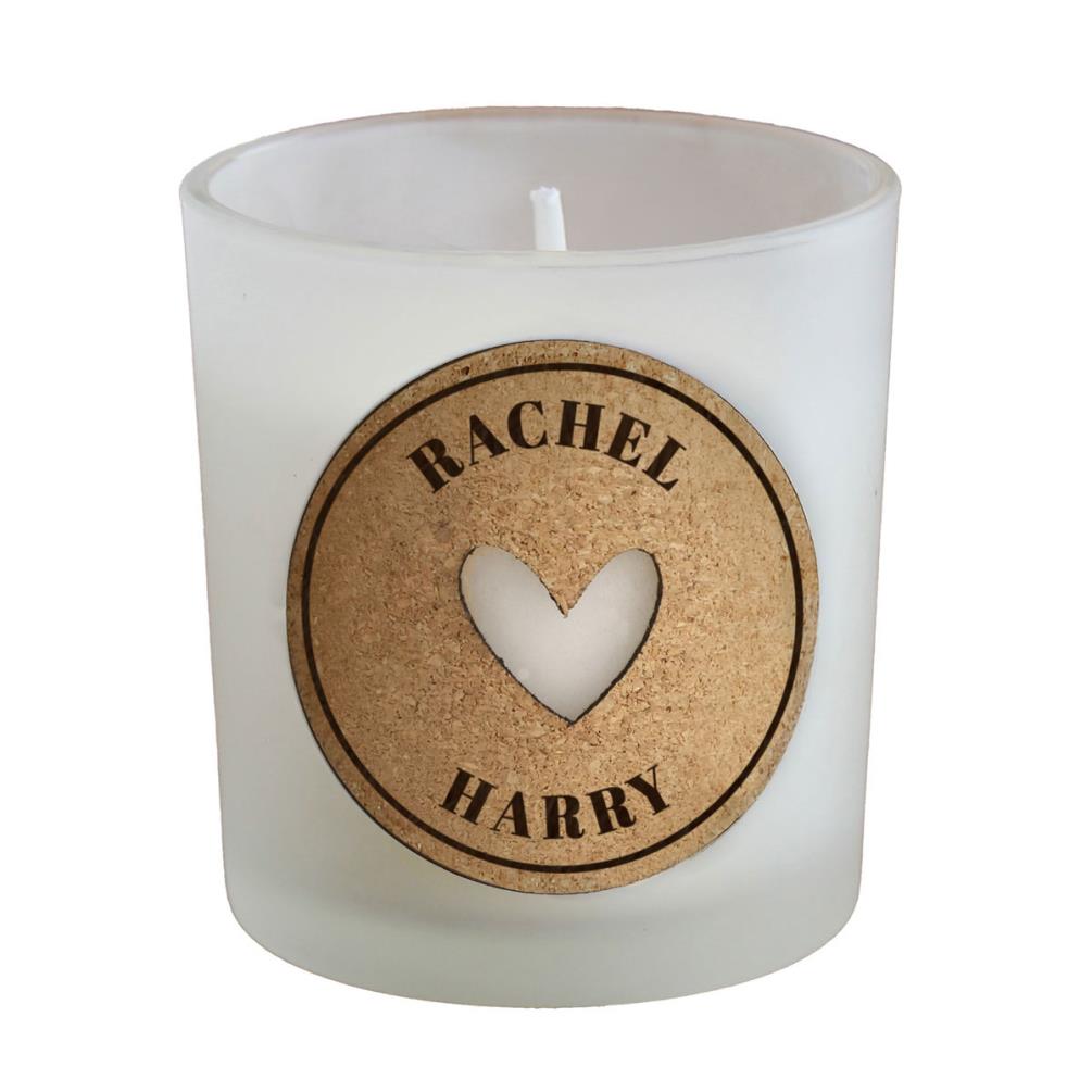 Personalised Heart Cork Label Jar Candle £8.99